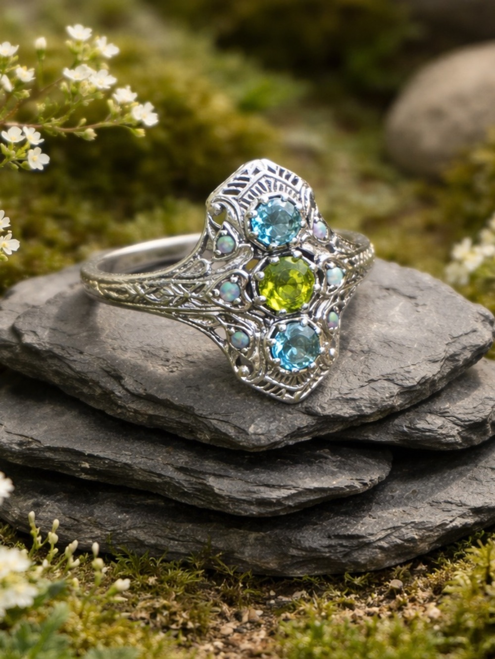 NEW! Peridot, Topaz & Opal Ring - Picture 6 of 12